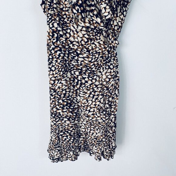 Free People French Quarter Mini Wrap Dress Jet Combo Leopard Print Black Small - Picture 4 of 11
